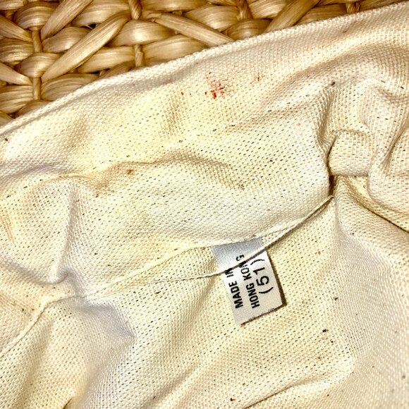 Vintage Hong Kong Straw Woven Shoulder Bag Rope Strap Drawstring Closure - Picture 7 of 14